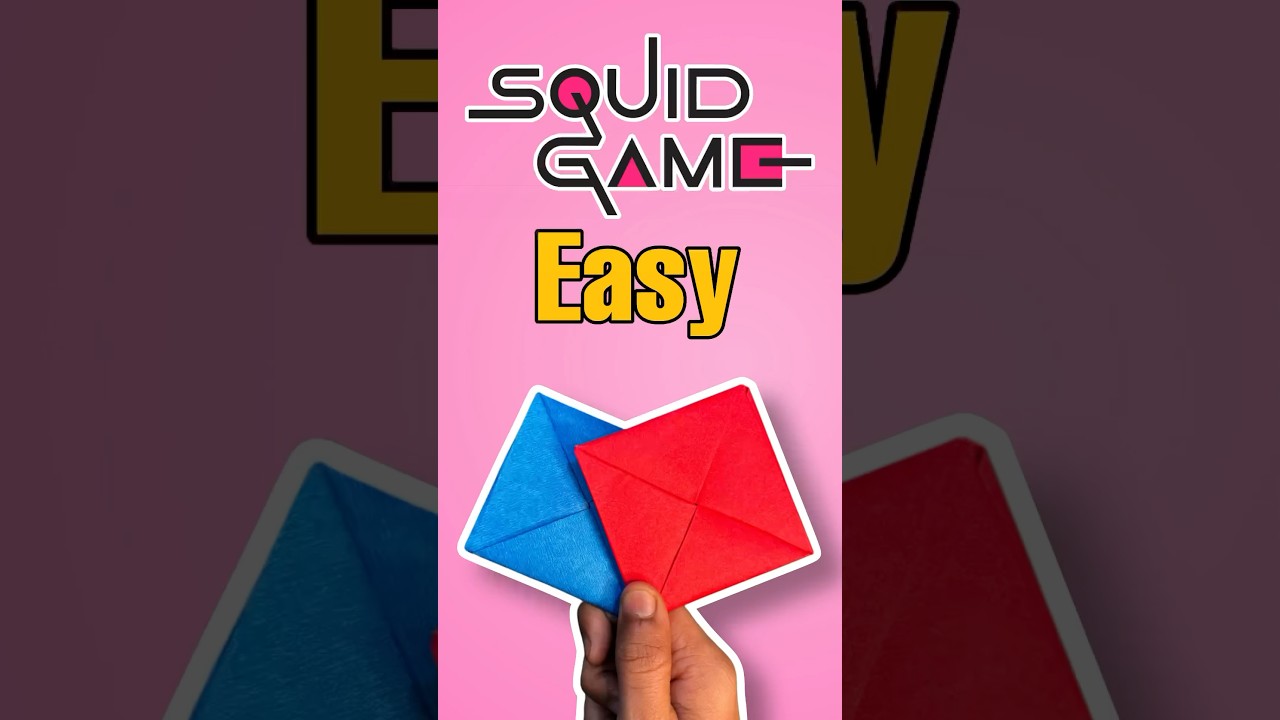 How To Make Squid Game DDAKJI Easy Way | Diy Ddakji  #shorts #squidgame 🟦🟥