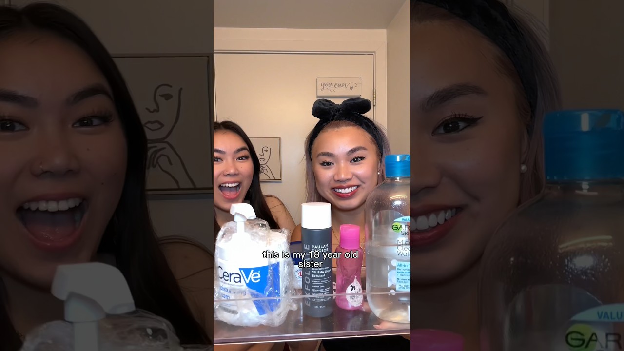 my 18 y/o sister PICKY skincare routine 🫣😯 (sensitive, dry, & eczema prone)