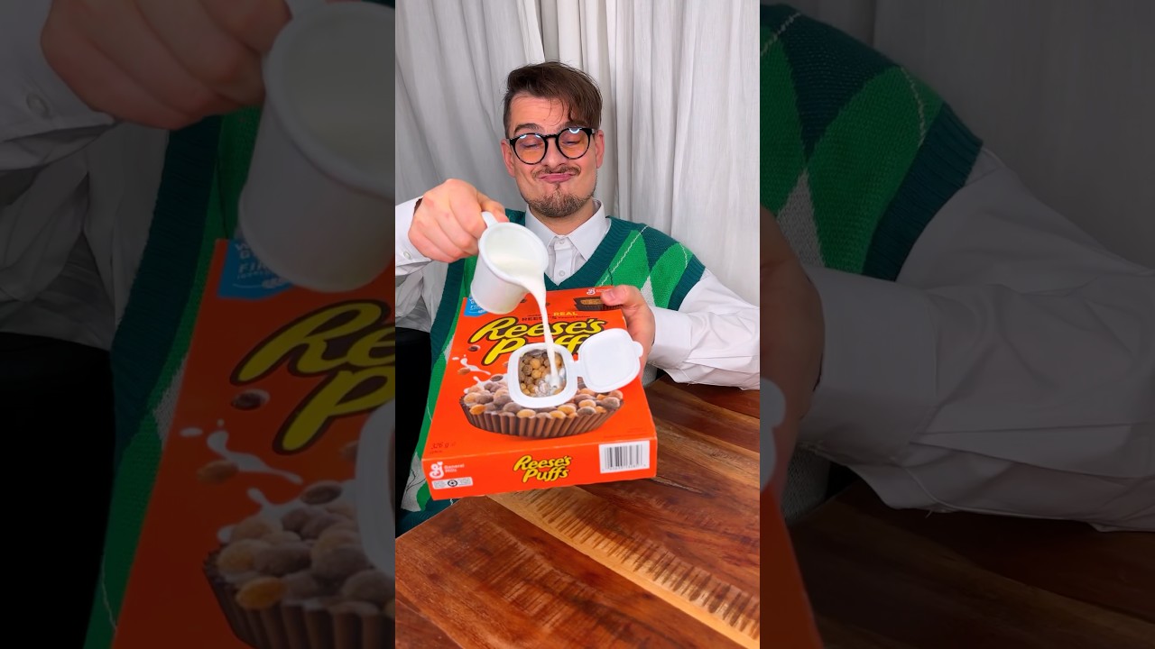 How to eat breakfast CEREAL with milk like mom and dad?☺️❤️🍨| CHEFKOUDY