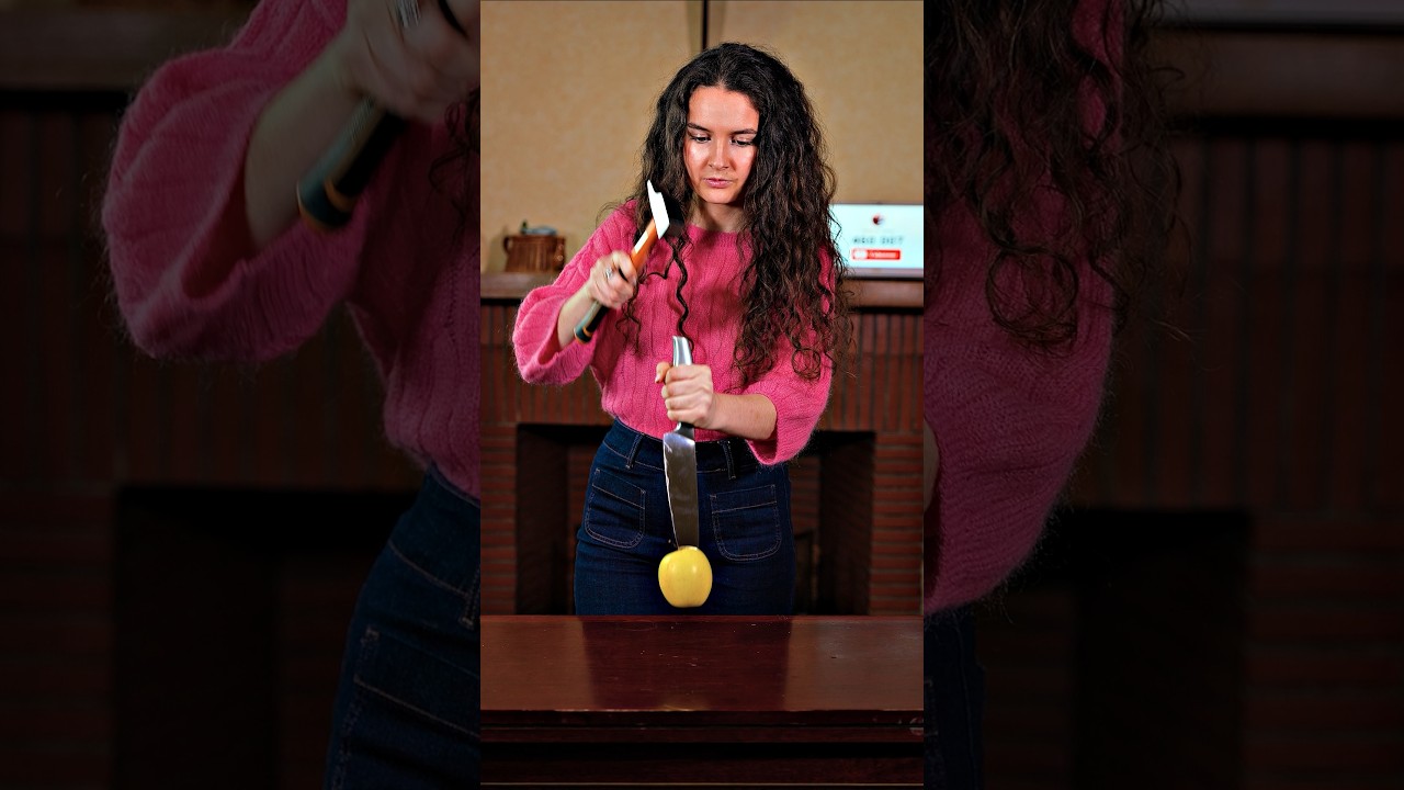Ce phénomène est bizarre 🍏🔪 #science #expérience #education