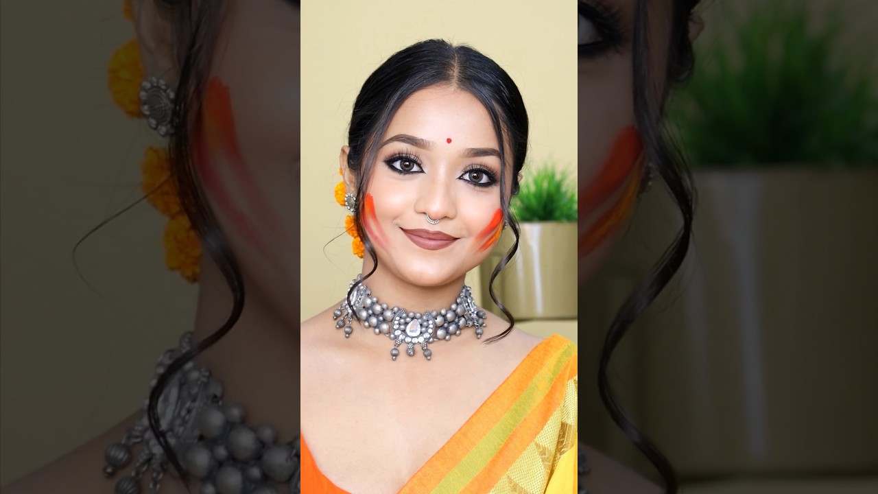 Ei Nao Full Tutorial Dilam 🧡💛 Basanta Utsav Look 3 #short #makeuptutorial #viral