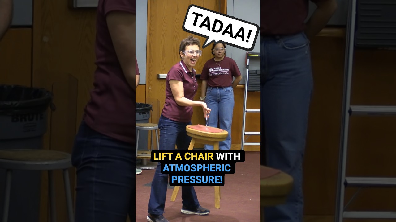 Lift a chair with atmospheric pressure! 🪝💪 #DrTatiana #science #shorts