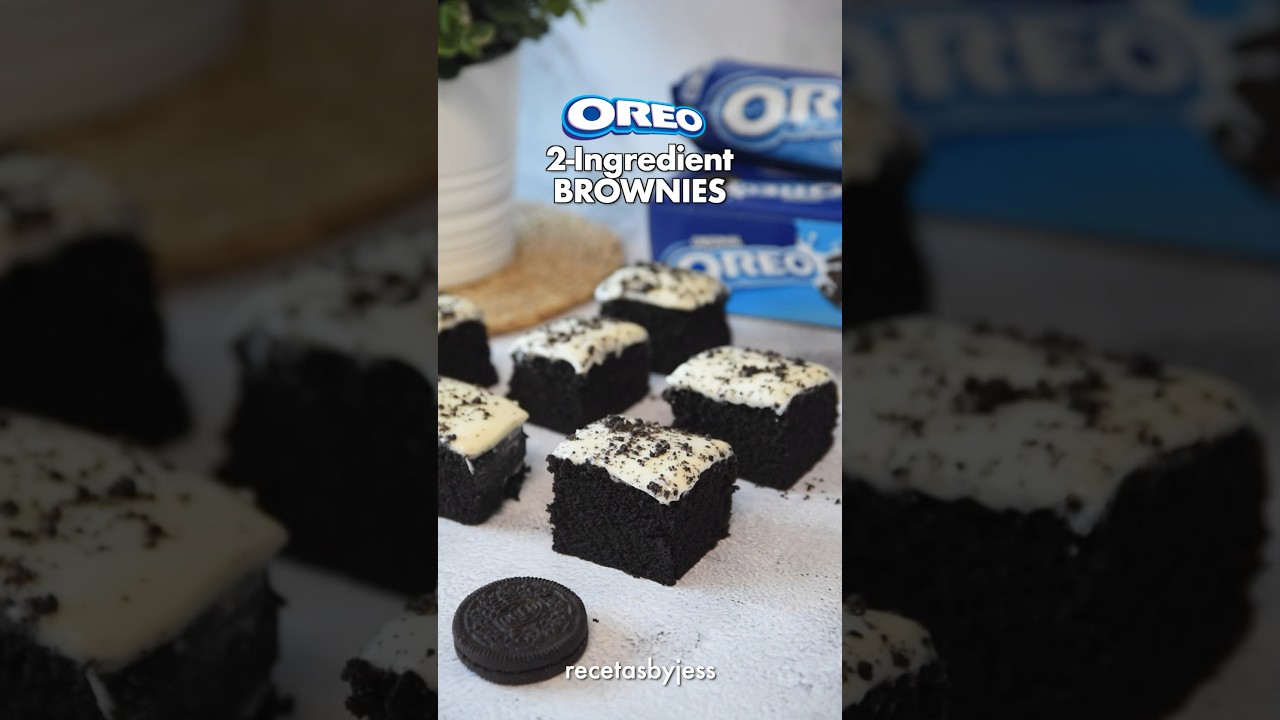 2-Ingredient Oreo BROWNIES in the microwave! 💙 #easyrecipe #2ingredients #recipe #recipes #oreo