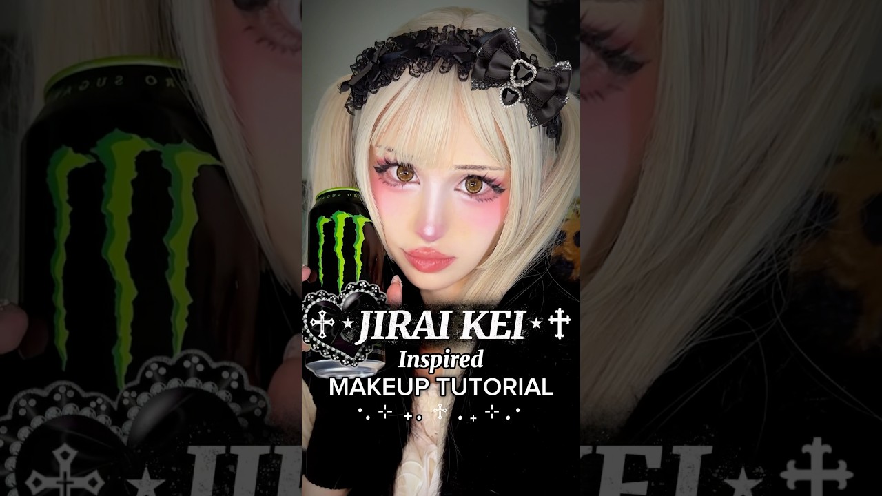 JIRAI KEI MAKEUP 🎀🖤 (on NON-ASIAN FEATURES!) #makeuptutorial #jiraikei #cutemakeup #kawaii