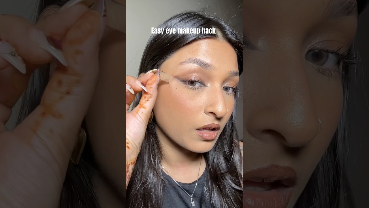 Eye makeup tutorial with tape !! #makeuptutorial #makeuphacks #eyeshadow