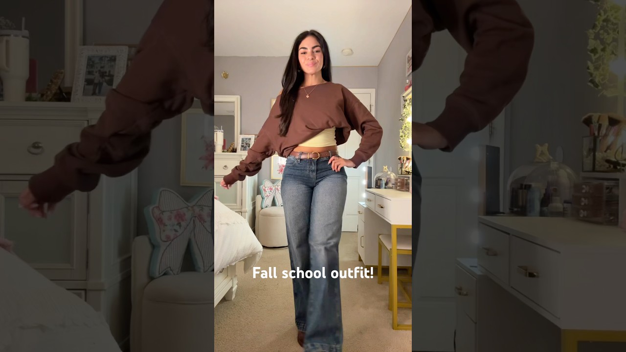 Fall school outfit / get dressed with me!🤎💛 #ootd #outfit #gdwm #school #clothing #fitspo #fall