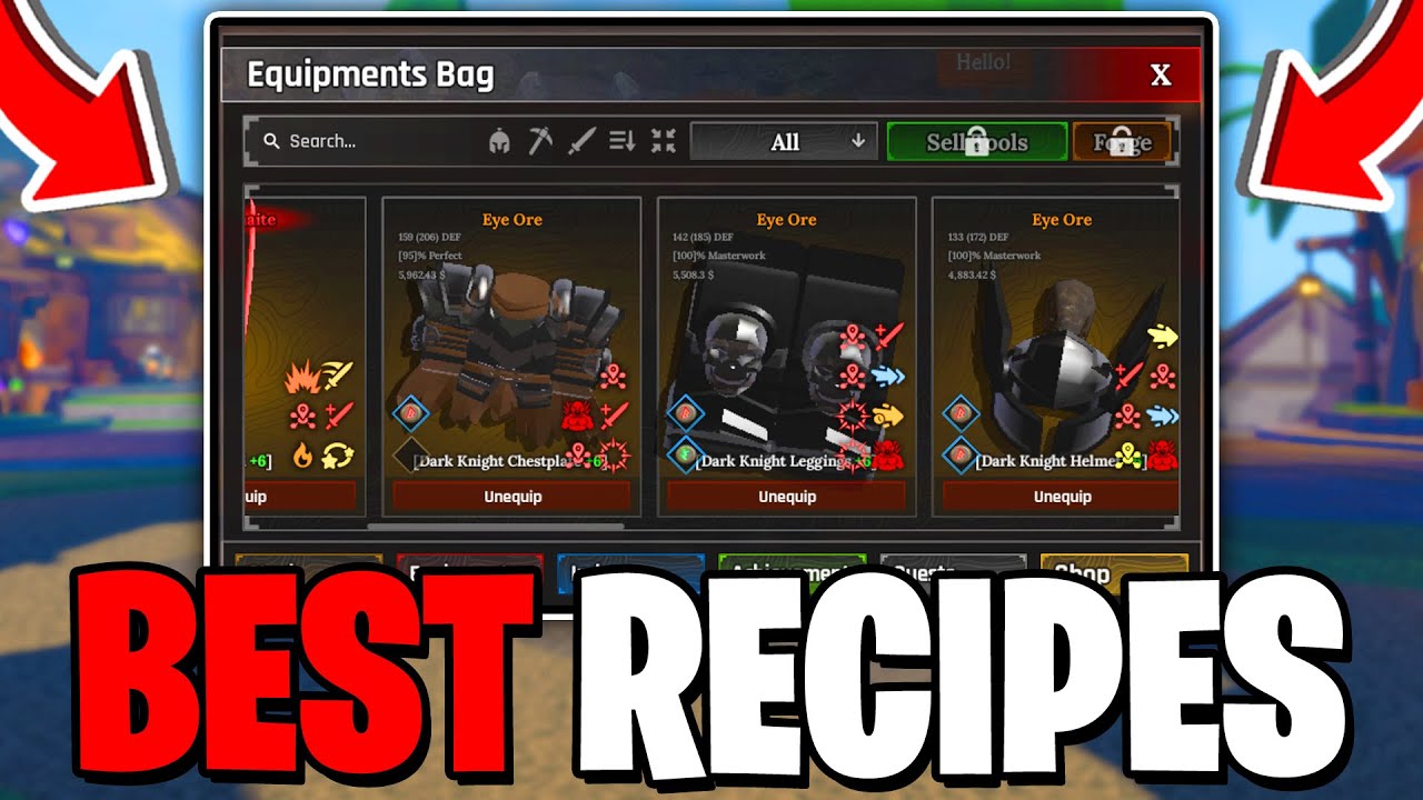 ALL BEST WEAPONS & ARMOUR RECIPES In The Forge! Roblox