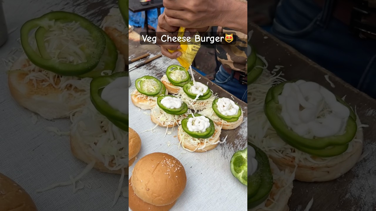 Veg Cheese Burger In Just 45/-😻 | Indian Street Food #shorts