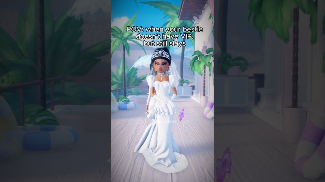 Does your bestie play DTI too?🤍Wedding Day Theme Outfit Idea (VIP & NO VIP) #dresstoimpress #trend