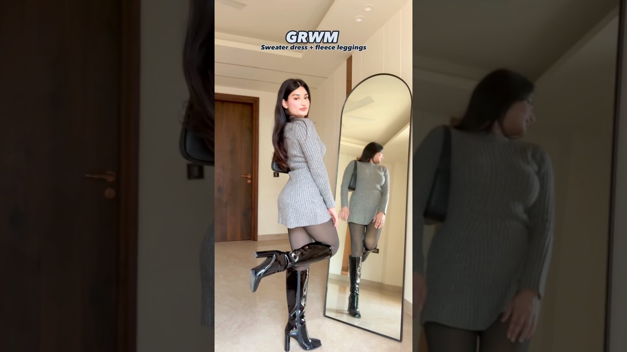 Winter Outfit Ideas: GRWM in a Sweater Dress & Fleece Leggings ❄️ #leggings #winterfashion #trend