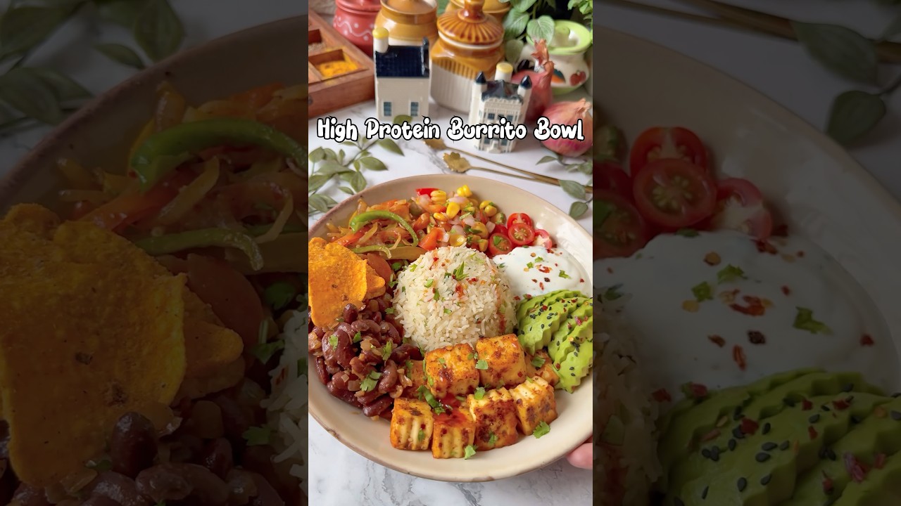 High Protein Burrito Bowl #mexico #rice #recipe #healthy #food #cooking #trending #protein #tasty