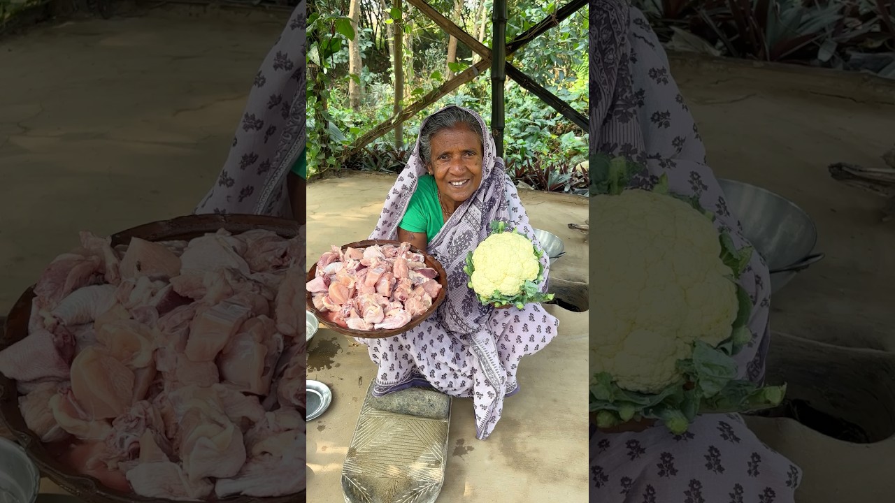 Cooking Chicken with Cauliflower — Home-Style Flavor! #shorts #recipe #villagefood #bengalifood