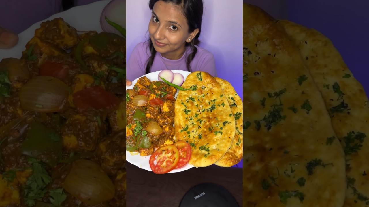 Kadai paneer with garlic naan recipe!! #food #recipe #shorts #youtubeshorts #paneer