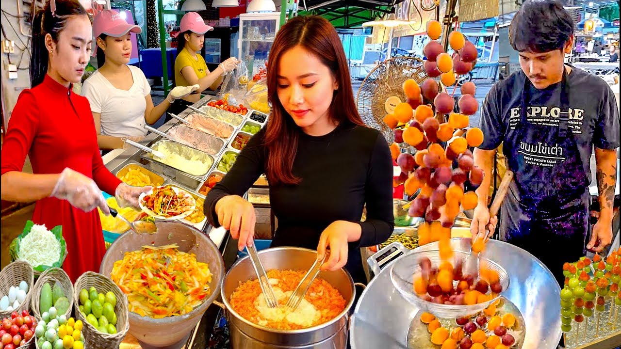 BEST THAI STREET FOOD COMPILATION | BEST FOOD AT WEEKEND NIGHT MARKET BANGKOK THAILAND