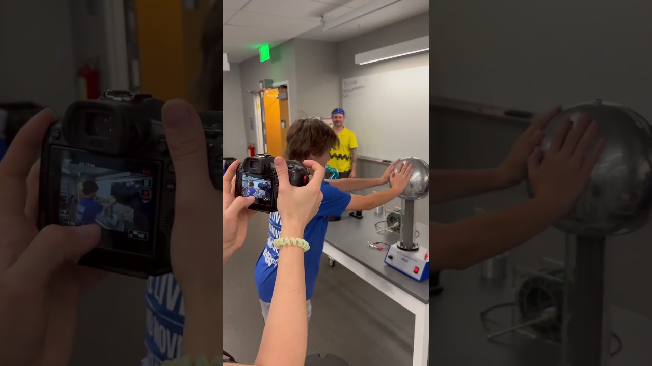 Learning about static electricity during science camp ⚡️#science #scienceexperiment #college