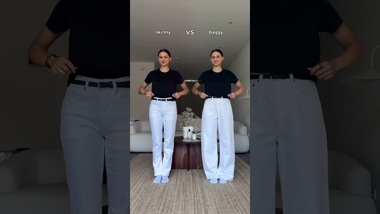 Skinny or baggy jeans? 👖 Boost your confidence & style #luxurystyle #stylingtips #confidenceboost
