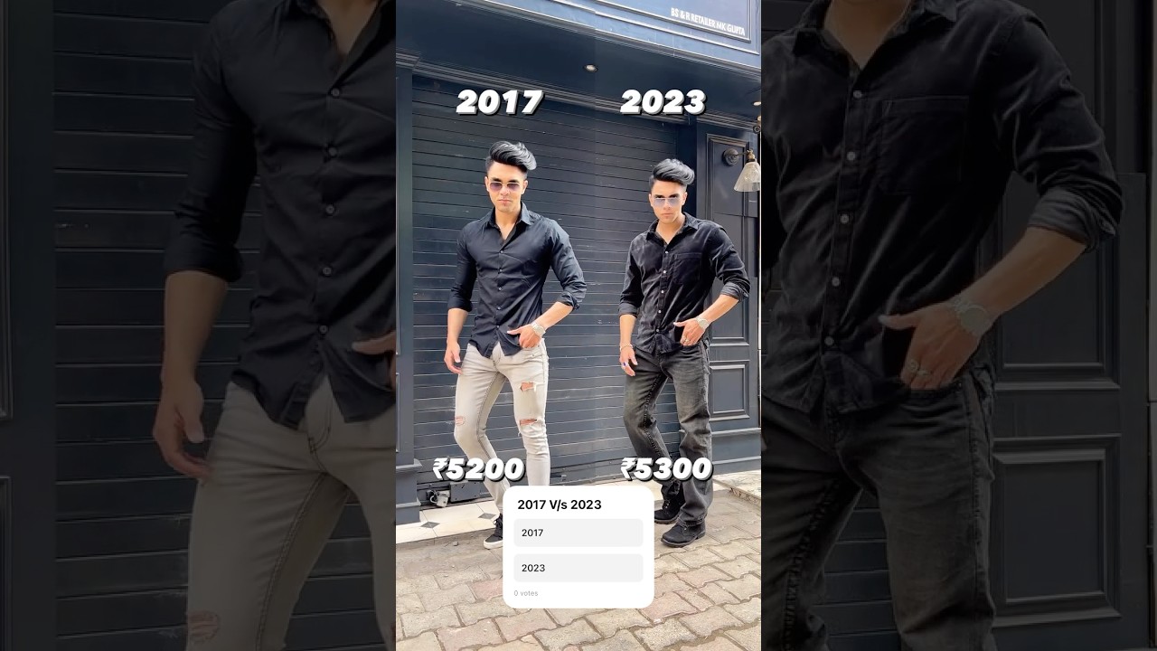 2017 V/s 2023 comment your favourite outfit ❤️🫶🫵#mensfashion #fashion #menswear #kurta #shorts