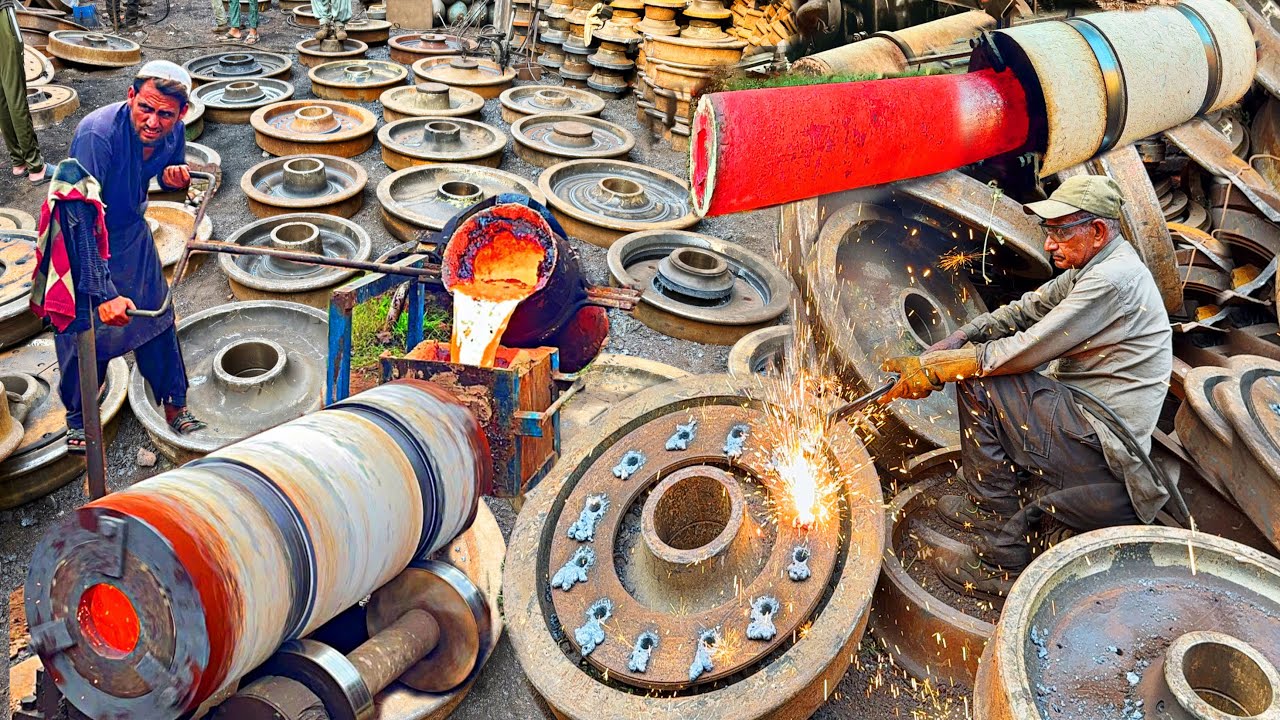 How to Make Alloy Roller Using Railway Wheel Type Steel