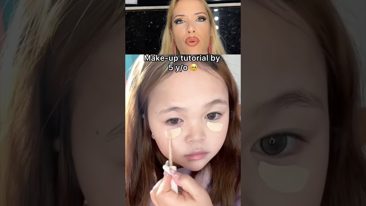 Make-up tutorial by 5 years old 🫶yes or not? #makeup #tutorial #makeuptutorial #girls #cute