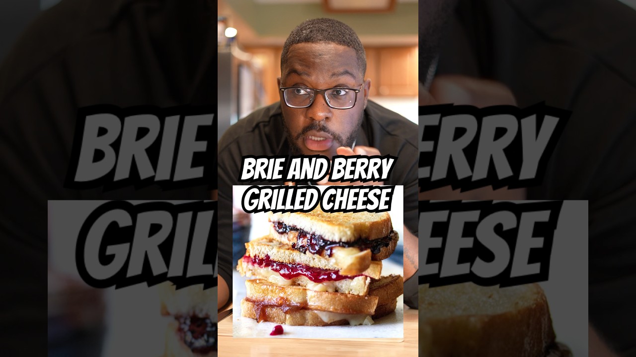 Sack Draining Grilled Cheese with Brie and Berry Jam 😳 #foodreview #recipe #shorts