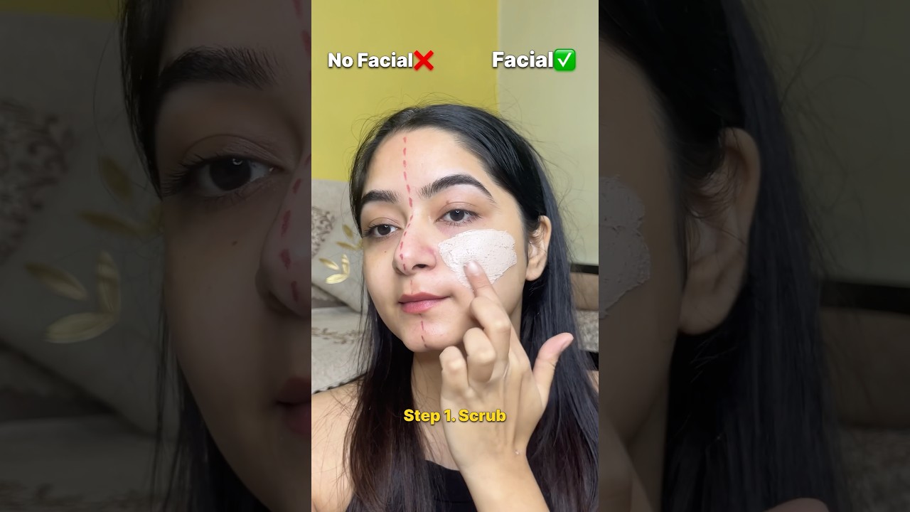 Did you see the difference?😗 #facialathomestepbystep #skincare #shorts