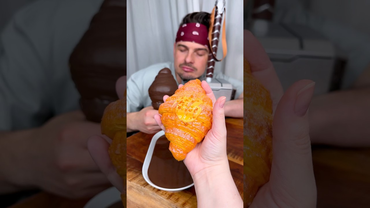 How to make the best SQUISHY CHOCOLATE CROISSANT for your friend?😎❤️🥐| CHEFKOUDY