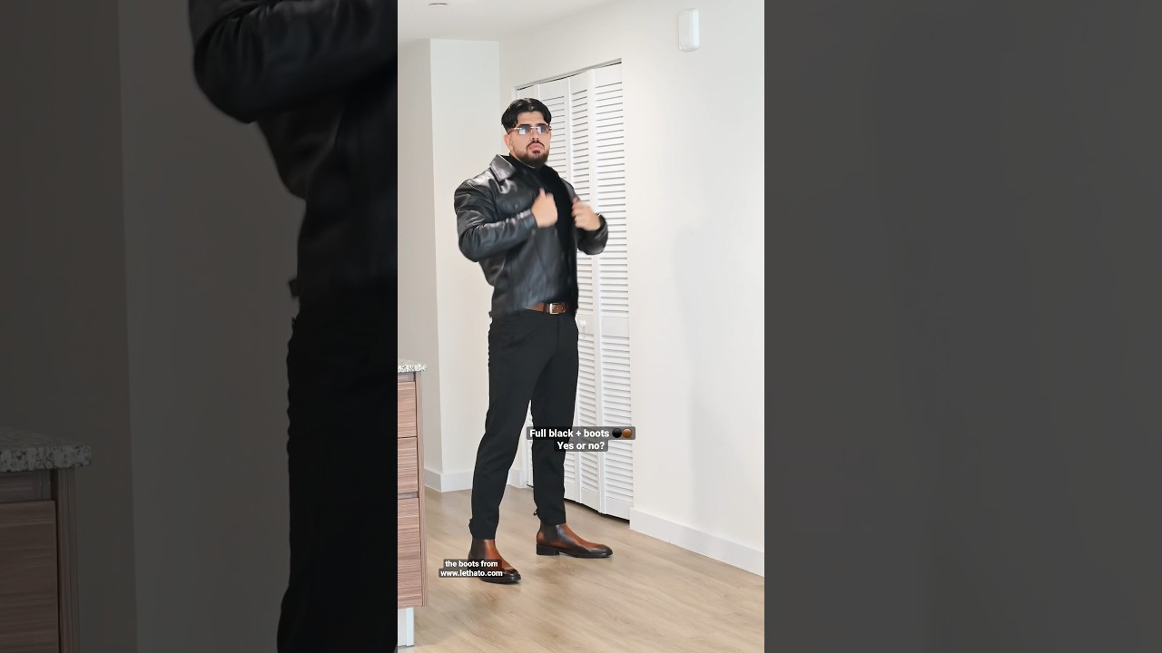 Full black + boots ⚫️🟤 #mensgrooming #hairstyle #mens #fashion #ootd  #outfit #outfitideas