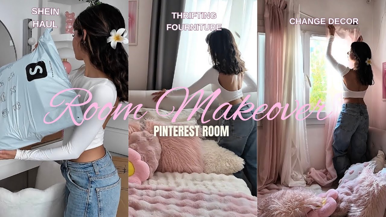 AESTHETIC ROOM MAKEOVER 🎀 Decorating, Organizing, SHEIN Haul 📦🌸✨ (Pinterest Inspired)