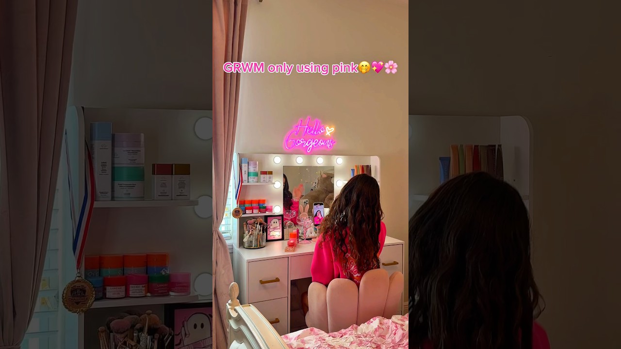 ASMR GRWM ONLY PINK🤭💗 #asmr #grwm #skincare #makeup
