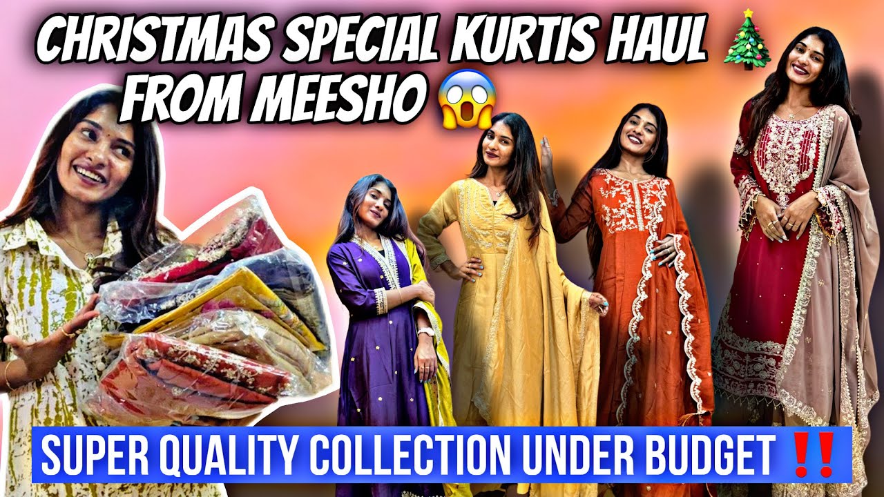 FESTIVE KURTIS haul from MEESHO 🥳 | LINKS ARE IN THE DESCRIPTION ♥️ | #hinanbargale