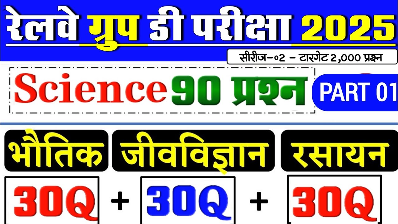 RRB Group D Science 90 MCQ’S | RRB Group D Science Important Question 2025 | RRB Group D Class 2025