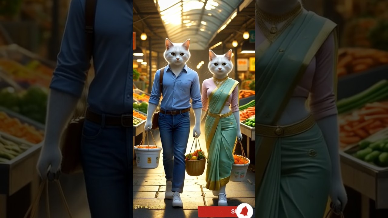 Cat families visit the vegetable market#cat#vegetables#marketing#short