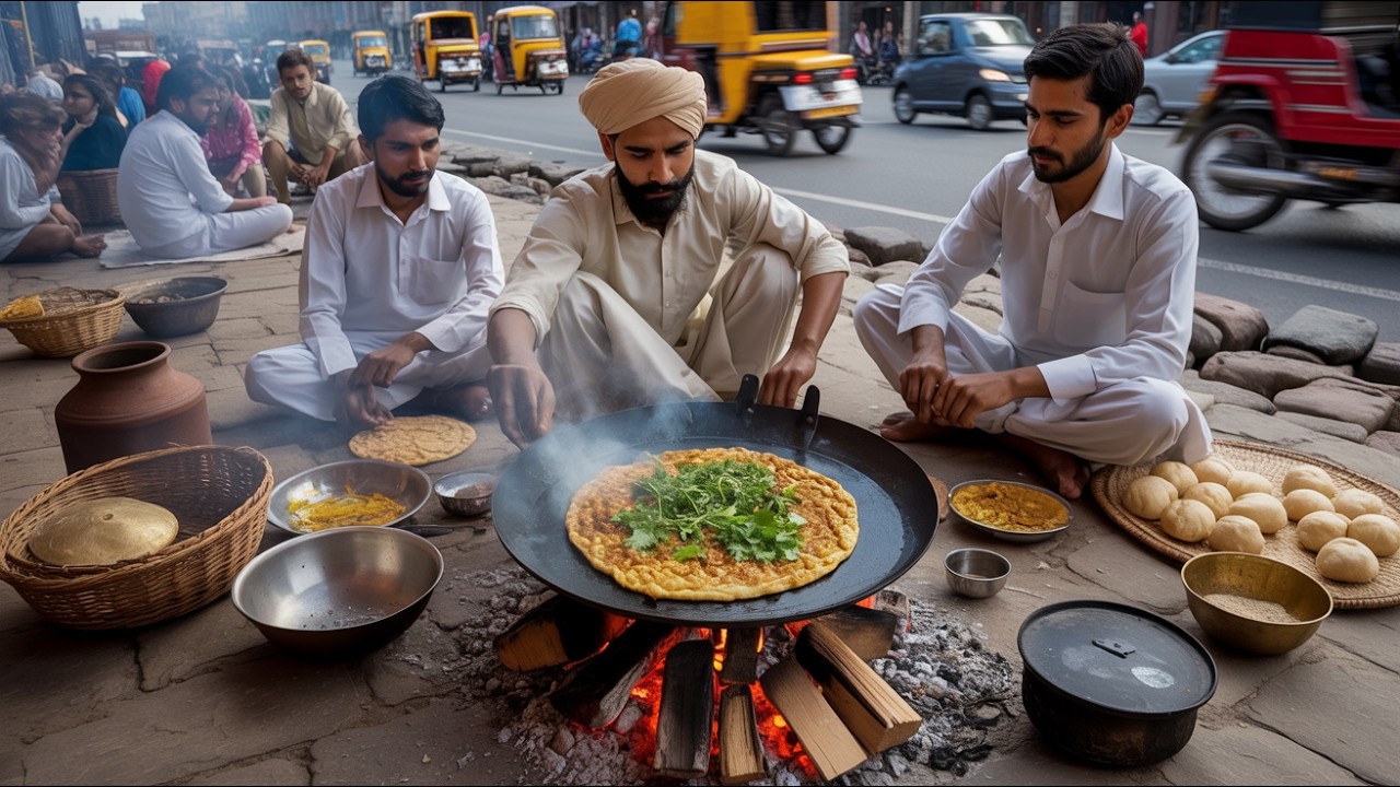 PURE DESI PUNJABI STREET FOOD BREAKFAST ALOO MAKHAN – SAAG PARATHA | PAKISTAN STREET FOOD LAHORE