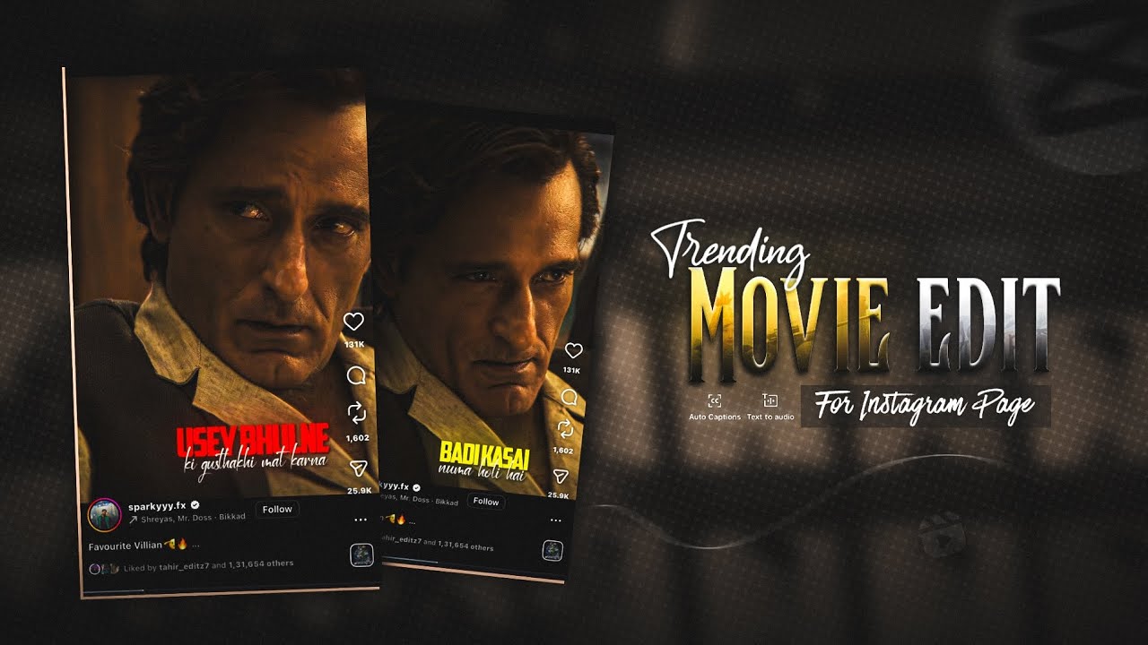 MOVIE EDIT – For Instagram Page | How To Edit Movie Clips For Instagram Reels 🔥